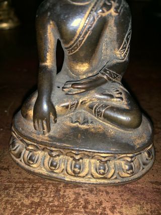Antique Gilt Bronze Buddha Shakyamuni China Tibet Statue 11