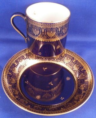 Vintage Sevres Cobalt Blue,  Gold Porcelain Cup & Saucer Porzellan Tasse French