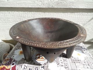 Fijian Kava Wooden Bowl Inlaid Vintage 13 1/4 " X 5 " Fiji Oceanic