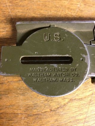Vtg Waltham Watch Co Lensatic Compass US Army Military Korean War Survival Tool 7