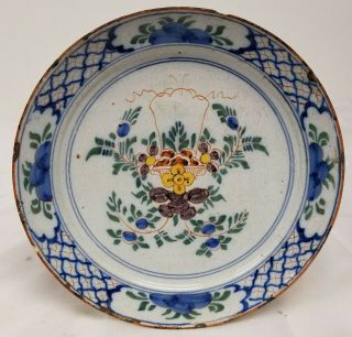 Antique French Dutch Delft Faience Majolica Maiolica Plate Dish 18th Century
