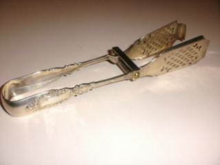 Rare Antique Gorham Sterling Silver Luxembourg Asparagus Tongs Server 8.  5 "