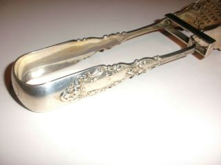 Rare Antique Gorham sterling silver Luxembourg Asparagus Tongs Server 8.  5 