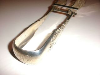 Rare Antique Gorham sterling silver Luxembourg Asparagus Tongs Server 8.  5 