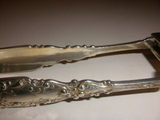 Rare Antique Gorham sterling silver Luxembourg Asparagus Tongs Server 8.  5 