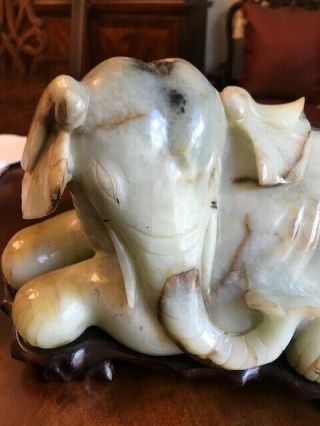CHINESE JADE CARVED ELEPHANT - Large SOLID JADE 4