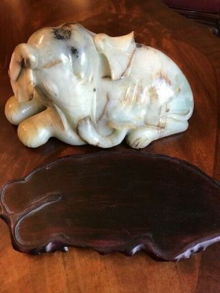 CHINESE JADE CARVED ELEPHANT - Large SOLID JADE 6