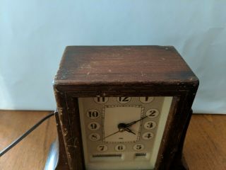 Vintage 1930s Art Deco Skyscraper Day Date Electric Clock Rare 3