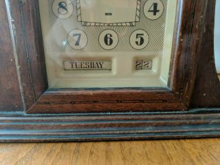 Vintage 1930s Art Deco Skyscraper Day Date Electric Clock Rare 4