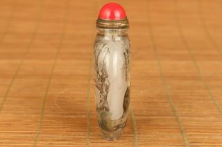 Rare chinese natural crystal tang king dabble in snuff bottle noble gift 3
