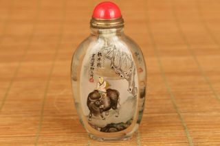 Rare chinese natural crystal tang king dabble in snuff bottle noble gift 4
