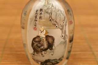 Rare chinese natural crystal tang king dabble in snuff bottle noble gift 5