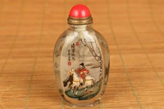 Rare chinese natural crystal tang king dabble in snuff bottle noble gift 8