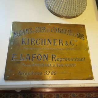 Antique/vintage Brass Sign Plaque In French Paris Address Kirchner & Cie - Wow
