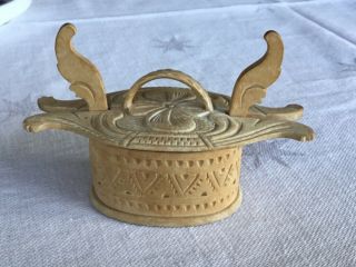 Old Norwegian Carved Handcarved Tine Box Or Bentwood Box Signed (20 Off)