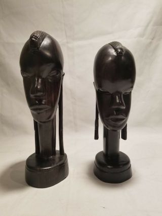 African Wood Carved Woman And Man Sculpture Art Tribal Wooden Ethnic