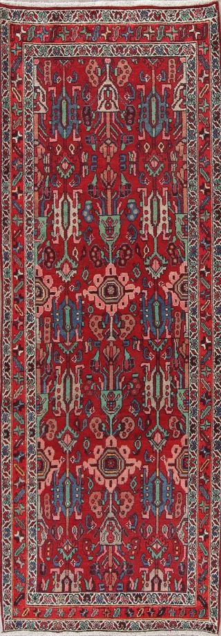 Malayer Persian Runner Wool Rug Hamadan 3x10 Handmade Oriental Geometric Carpet