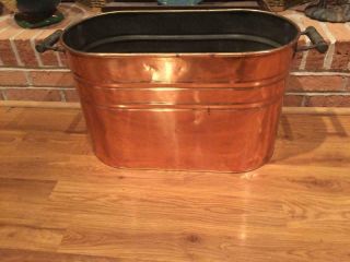 Antique Stunning Country Decor Copper Boiler Cooler Tub Wash Canning Fireplace 11