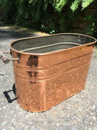 Antique Stunning Country Decor Copper Boiler Cooler Tub Wash Canning Fireplace