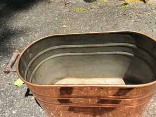 Antique Stunning Country Decor Copper Boiler Cooler Tub Wash Canning Fireplace 3