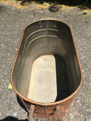 Antique Stunning Country Decor Copper Boiler Cooler Tub Wash Canning Fireplace 5