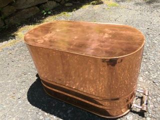 Antique Stunning Country Decor Copper Boiler Cooler Tub Wash Canning Fireplace 6