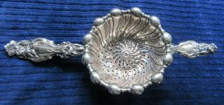 Lily Whiting Sterling Tea Strainer Rare 6 1/8 " Dated 1906