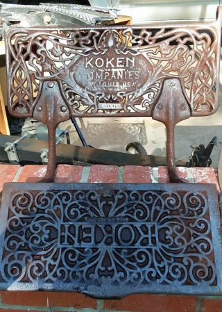 Vintage/antique Koken Barber Chair Footrest 25 - Ni 2 Parts Of Rest W/ Brackets