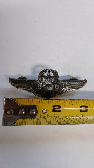 WWll Heavy Sterling Silver Command Pilot Wongs Pin Badge Wreath Star 4