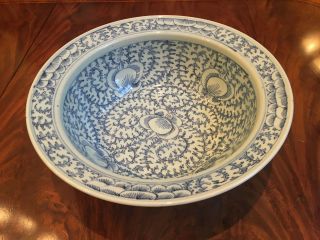 A Large Chinese Antique Blue & White Censer Porcelain Basin.