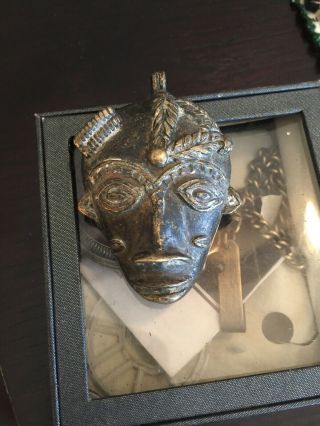 Rare Antique African Bronze Ashanti Gold Weight Necklace Pendants