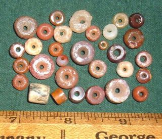 (31) Select Colorful Sahara Neolithic Stone Beads,  Prehistoric African Artifacts
