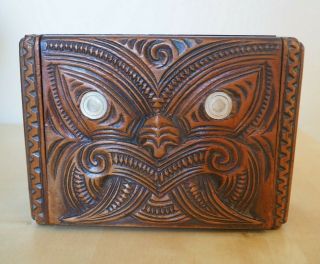 Fine Quality South Pacific Oceanic Zealand Maori Carved Wooden Treasure Box