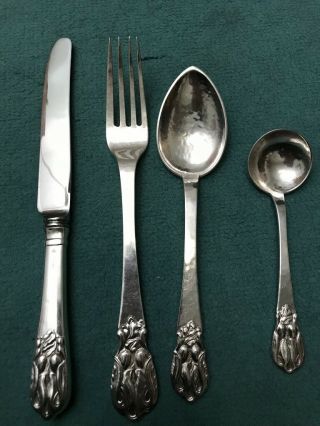 Petersen sterling silver flatware.  BLOSSOM - service for 8 plus rare hard to find 4