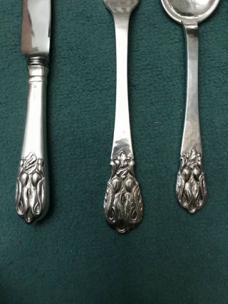 Petersen sterling silver flatware.  BLOSSOM - service for 8 plus rare hard to find 5
