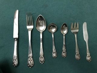 Petersen sterling silver flatware.  BLOSSOM - service for 8 plus rare hard to find 7