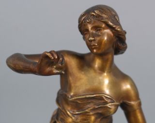 Antique JULIEN CAUSSE French Art Nouveau Sensual Young Woman Bronze Sculpture 3