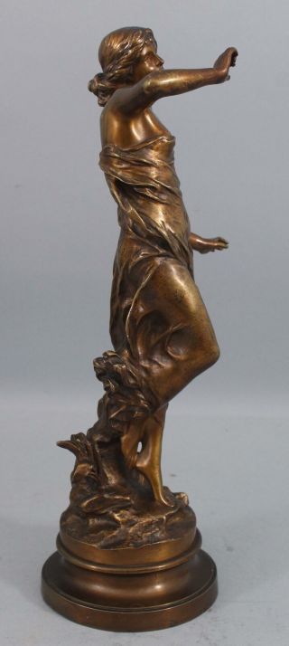 Antique JULIEN CAUSSE French Art Nouveau Sensual Young Woman Bronze Sculpture 5