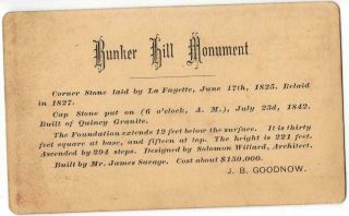 BATTLE OF BUNKER HILL MONUMENT ANTIQUE 1800 ' S CDV PHOTOGRAPH REVOLUTIONARY WAR 2