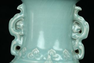 MAY232 CHINESE LONGQUAN CELADON PORCELAIN DRAGON ENGRAVING VASE POT 11