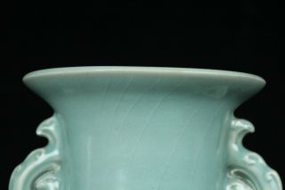 MAY232 CHINESE LONGQUAN CELADON PORCELAIN DRAGON ENGRAVING VASE POT 7