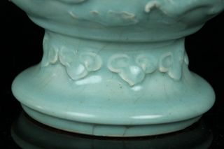 MAY232 CHINESE LONGQUAN CELADON PORCELAIN DRAGON ENGRAVING VASE POT 9