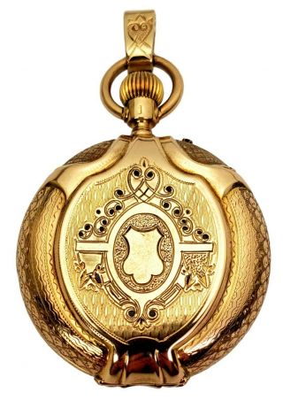 Antique 19th C Monard Geneve Swiss Solid 14k Gold Hunter Case Ladys Pocket Watch