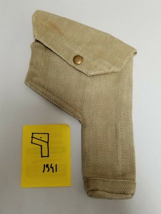 Enfield Revolver Canvas Holster Square Style British Wwii Dated 1941.