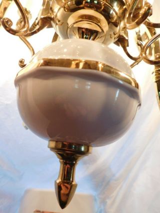 vintage chandelier ceiling fixture lamp light brass 12 lite Hollywood Regency 11