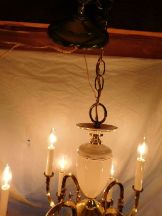 vintage chandelier ceiling fixture lamp light brass 12 lite Hollywood Regency 4