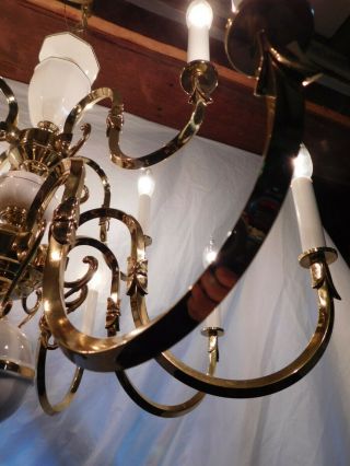 vintage chandelier ceiling fixture lamp light brass 12 lite Hollywood Regency 9