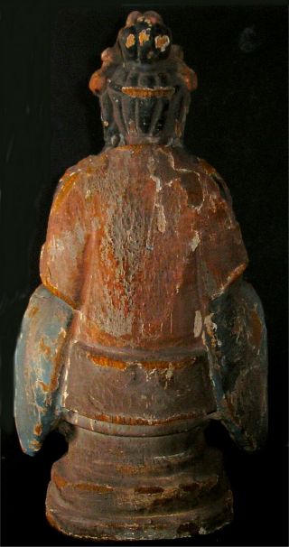 Chinese Hand Carved Polychrome Wooden Large Buddha Figure 18th Cent or Earlier 3