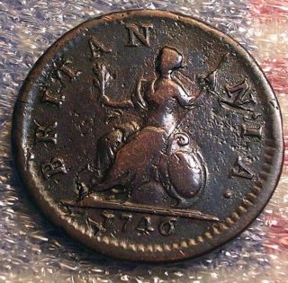 Authentic 1746 George Ii Farthing Not Half Penny Colonial Revolutionary War Coin