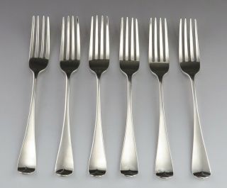6 Antique Victorian 1846 English Sterling Silver George W.  Adams Dessert Forks